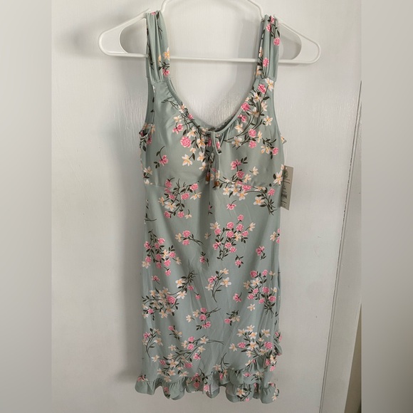 No Boundaries Dresses & Skirts - No Boundaries Sage Green Floral dress with Pink & Cream Accents